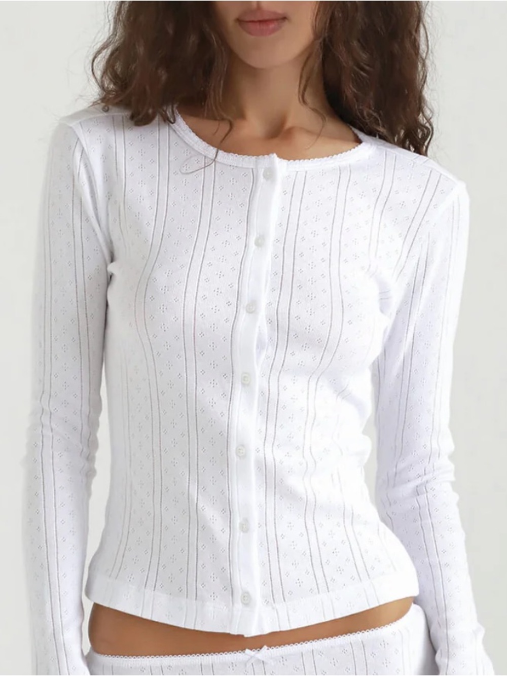 Coucou Intimates White Pointelle Cardigan